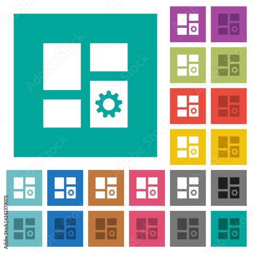 Dashboard settings square flat multi colored icons