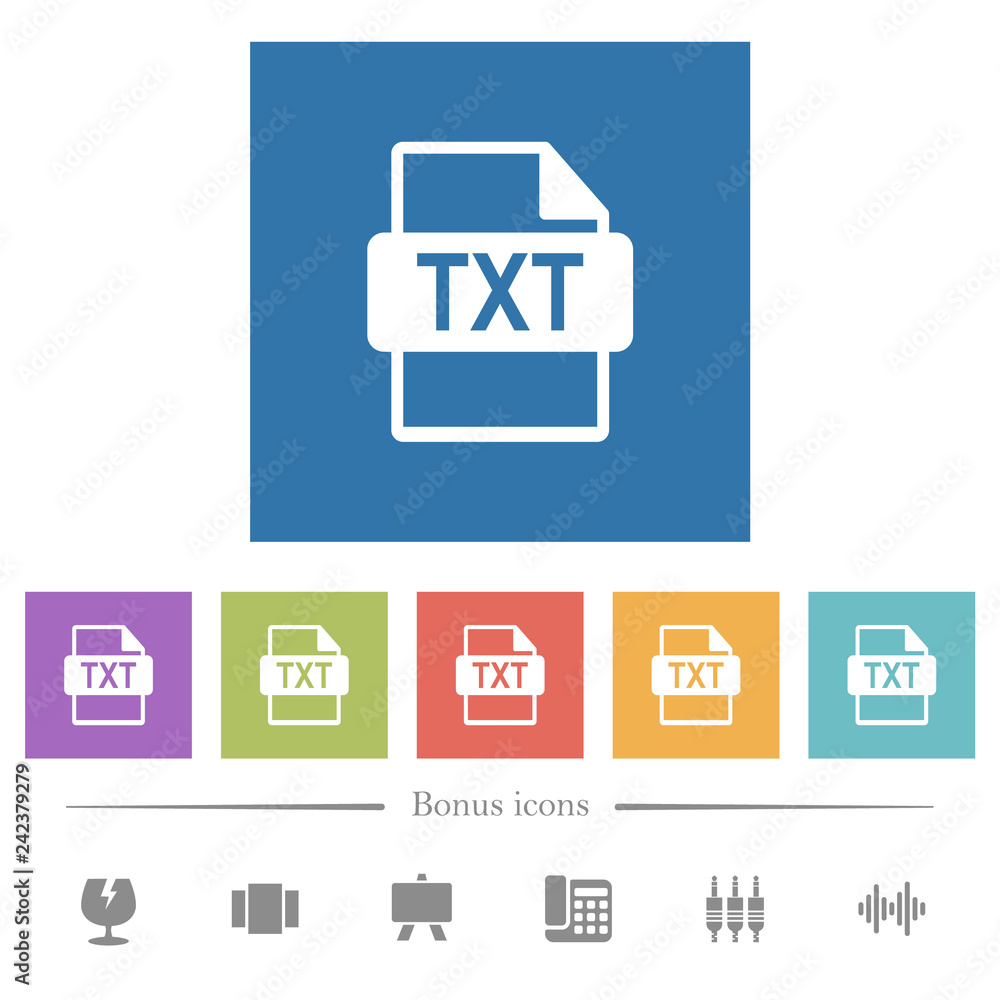 TXT file format flat white icons in square backgrounds TXT file format flat white icons in square backgrounds