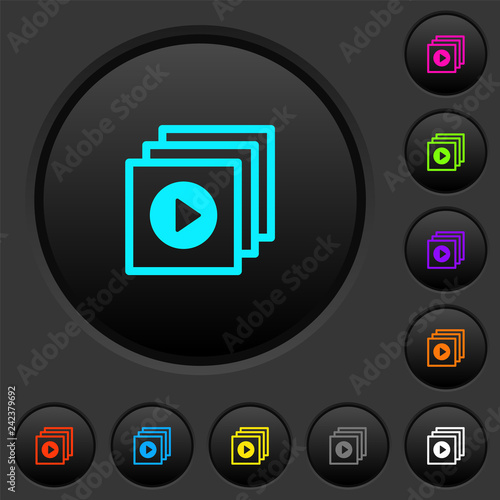 Play files dark push buttons with color icons