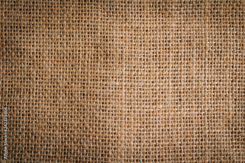 Background of a piece of burlap top view