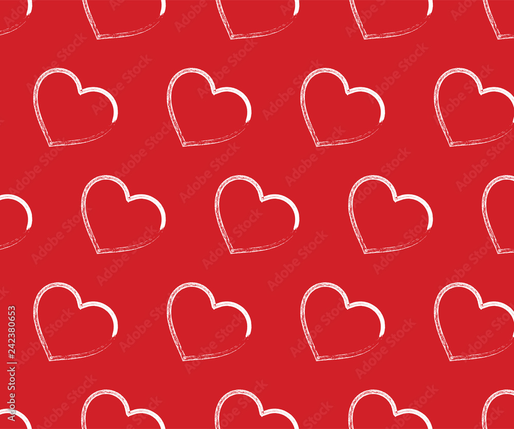 Valentine's hearts seamless background with brush drawings Valentine's hearts seamless background with brush drawings