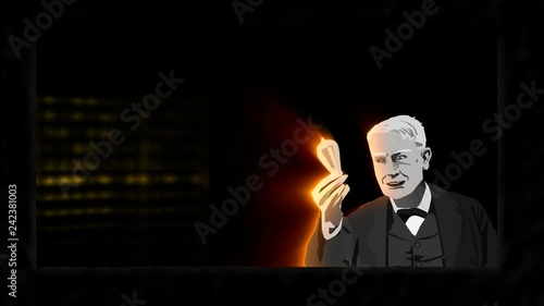 Thomas Edison is Amazed at His Invention photo