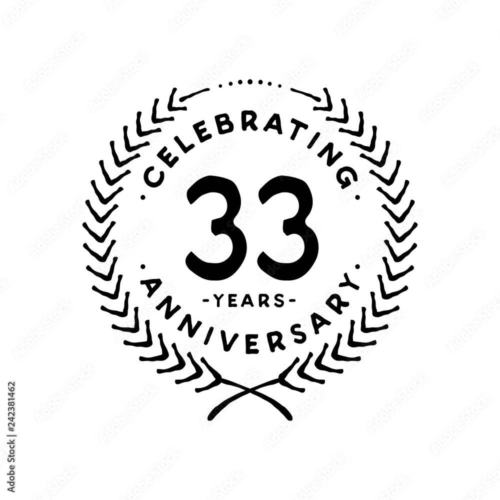 33 years design template. 33rd vector and illustration 