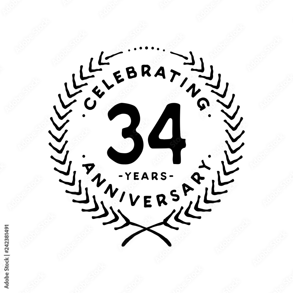 34 years design template. 34th vector and illustration 34 years design template. 34th vector and illustration