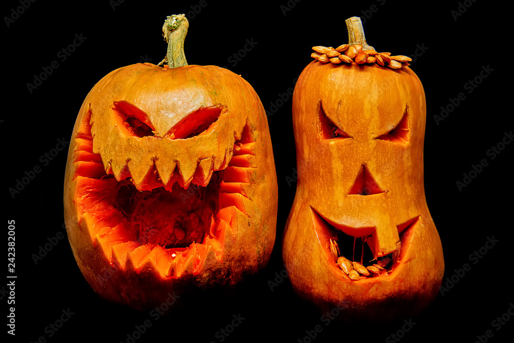 Naklejka premium Halloween pumpkin Jack O'Lantern head