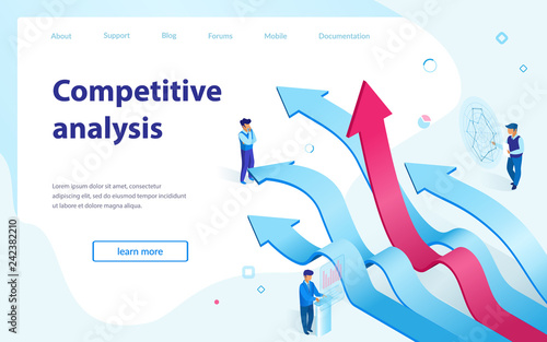 Competitive Analysis Isometric Vector Webpage