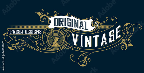 Vintage design with floral ornaments and getleman elements