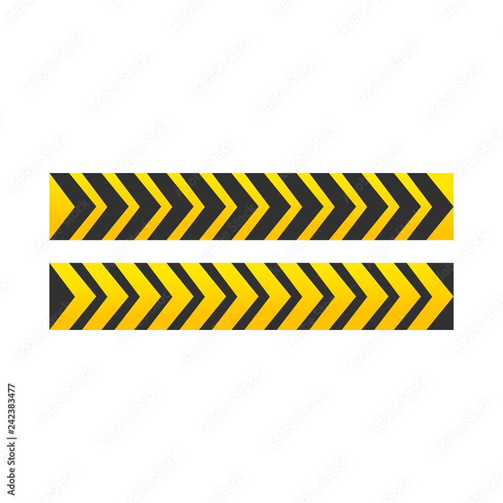 CAUTION sign. arrow yellow and black color. The hazard warning for text