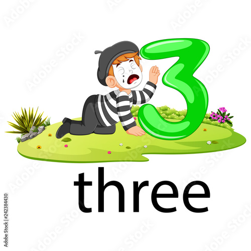 cute little pantomime with the 3 balloon number and text