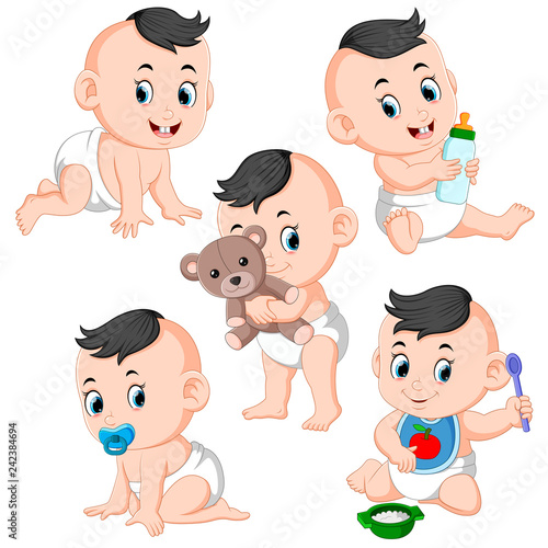 the collection of the baby girl doing the activities with the posing 
