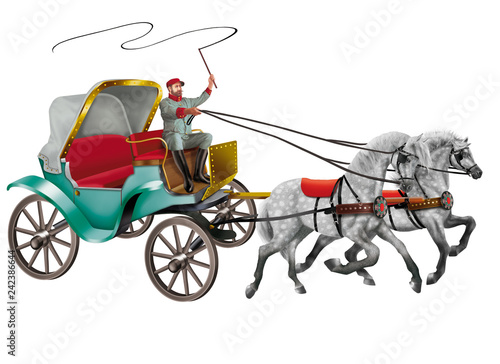 Photos carrosse, cocher, calèche, carriole, transport, vieux, cheval gris , chariot, vo