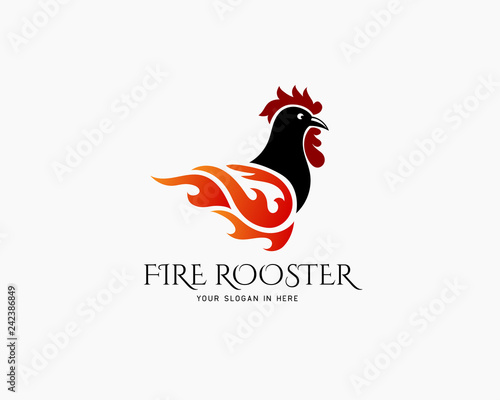 hot Fire rooster template logo design inspiration