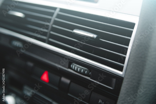 Car air conditioning system and the air flow inside the car. Detail interior of car