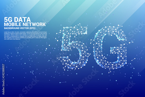 Vector Polygon dot connect line shaped 5G mobile networking. Concept for mobile sim card technology and network.