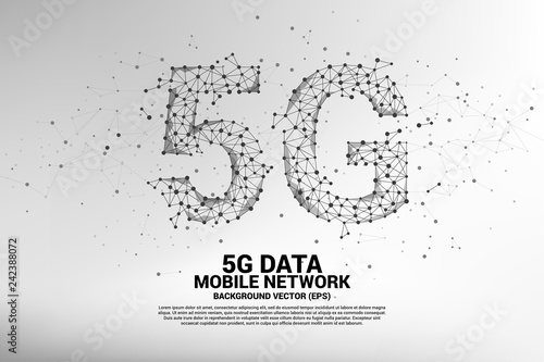 Vector Polygon dot connect line shaped 5G mobile networking. Concept for mobile sim card technology and network.