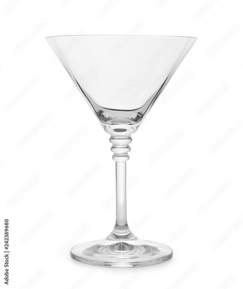 Empty crystal martini glass on white background Empty crystal martini glass on white background