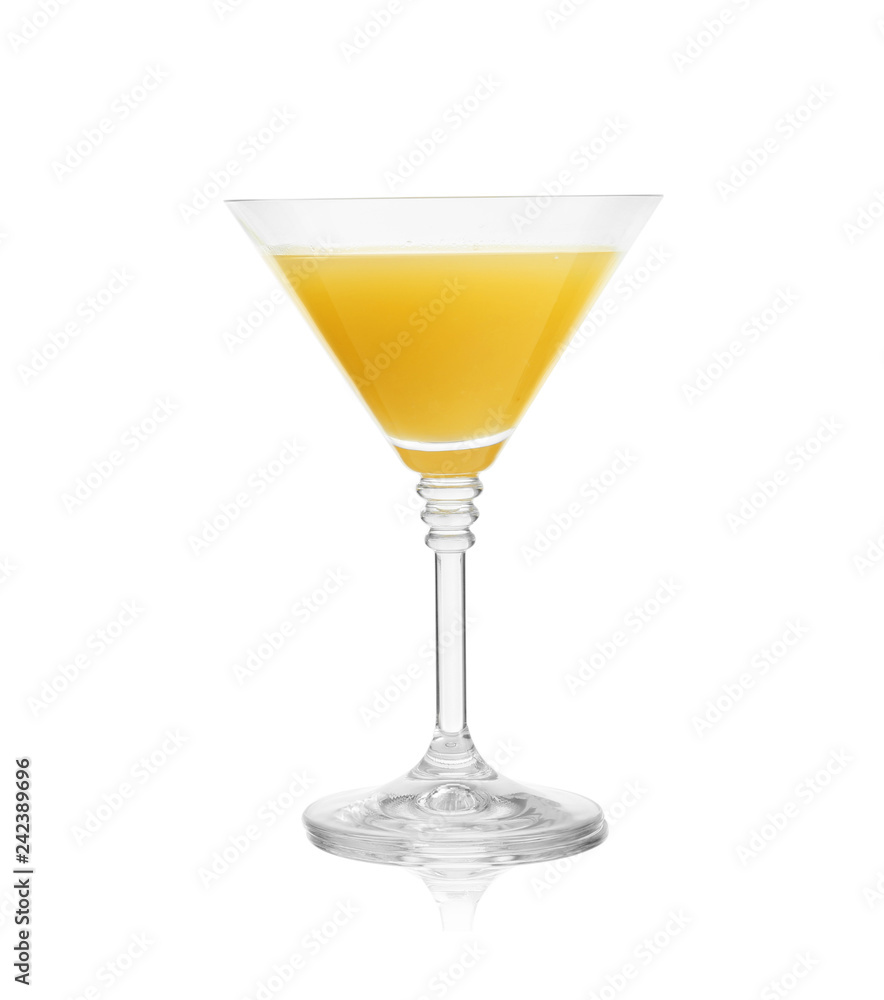 Glass of martini cocktail on white background Glass of martini cocktail on white background