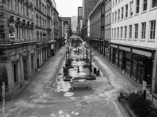 streets of Halifax in black and white.