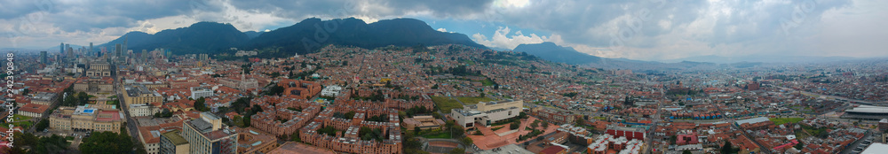 Panoramic view of the city of Bogota, Colombia. Aerial wide view