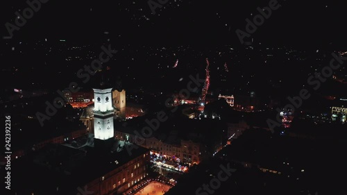 Wallpaper Mural Winter Panorama of the ancient city. Ukraine Lviv City, Town Hall. The roofs of old buildings. Torontodigital.ca