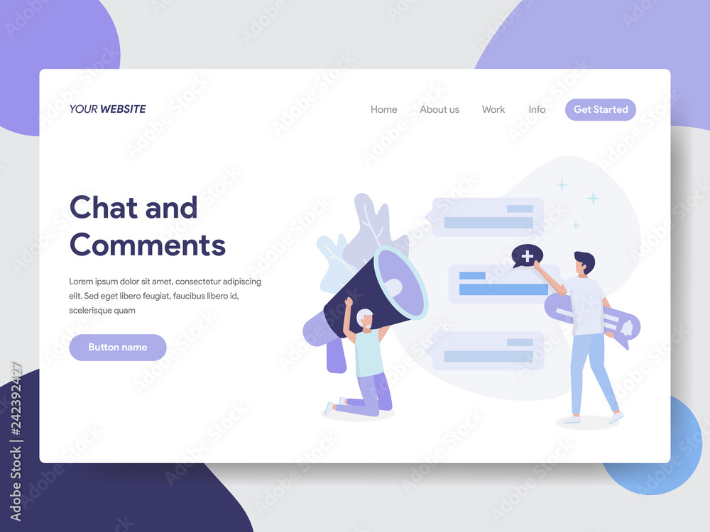 Landing page template of Chat and Comment Concept. Modern flat design