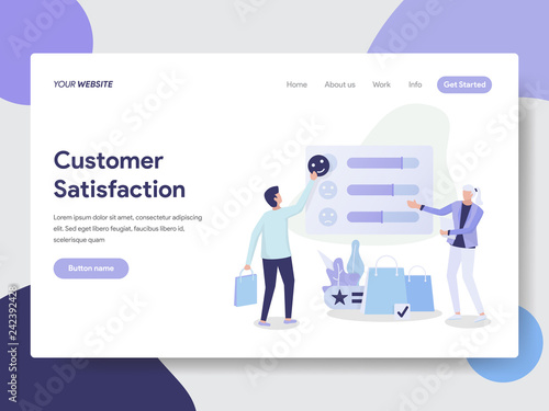 Landing page template of Customer Satisfaction Concept. Modern flat design concept of web page design for website and mobile website.Vector illustration