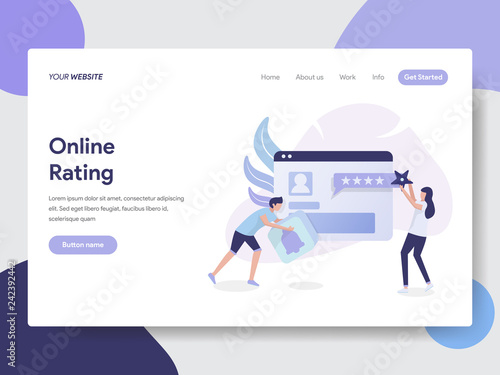 Landing page template of Online Rating Concept. Modern flat design concept of web page design for website and mobile website.Vector illustration