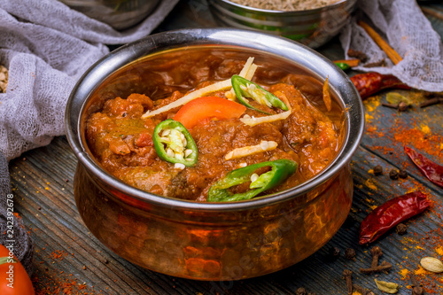 mutton rogan josh indian food in copper