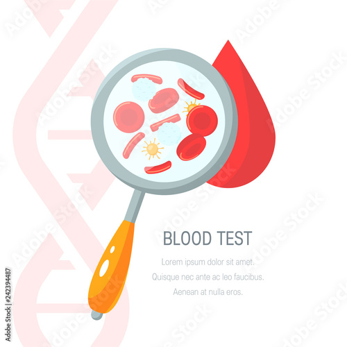Blood test concept, vector design in flat style
