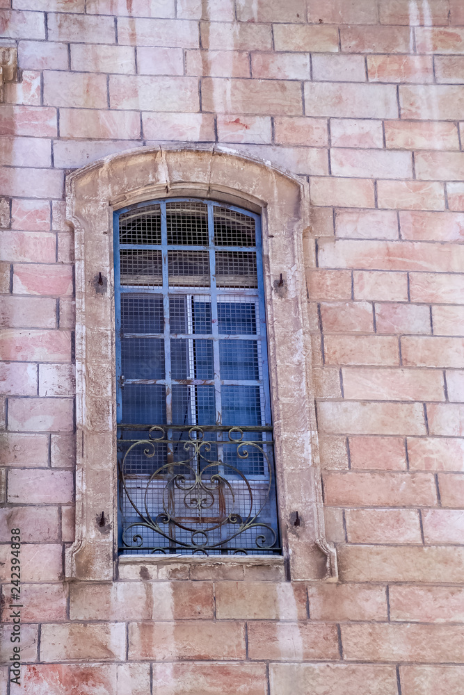 Mesh covered window in Old City Jerusalem