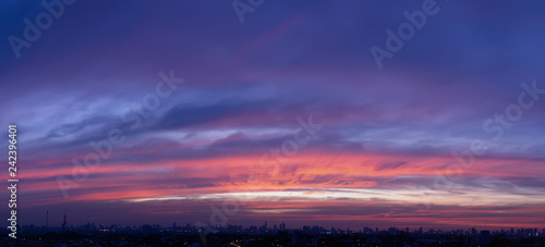 The twilight skyline of Bangkok, Thailand