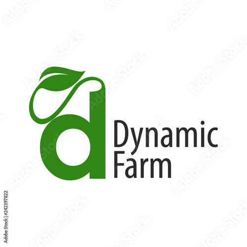 Dynamic farm initial letter d with leaf logo concept design template