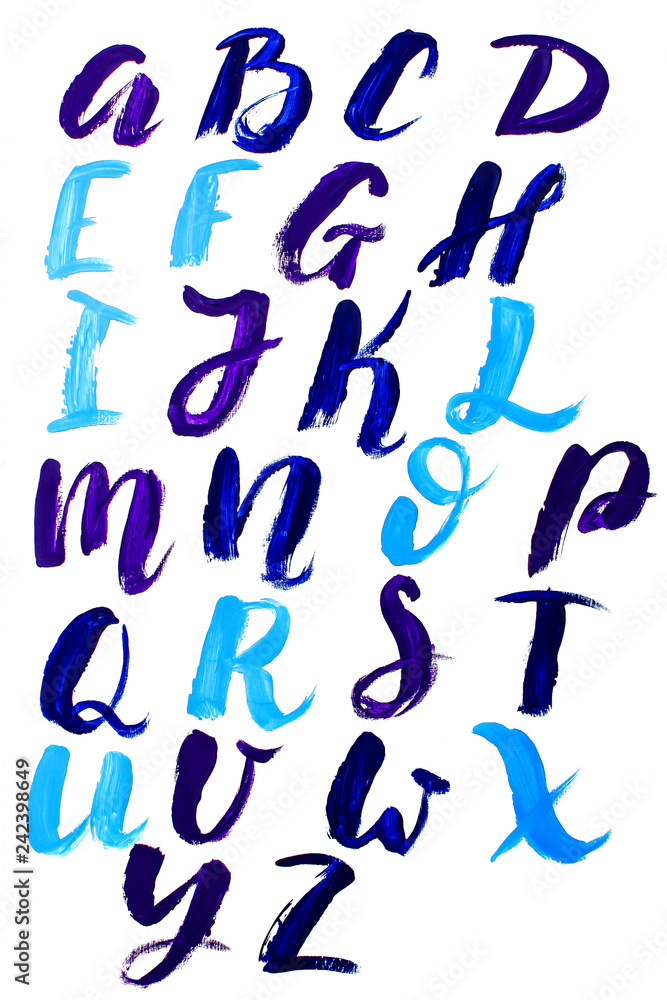 Calligraphy letters of English alphabet drawn with dry brush isolated on white background Calligraphy letters of English alphabet drawn with dry brush isolated on white background