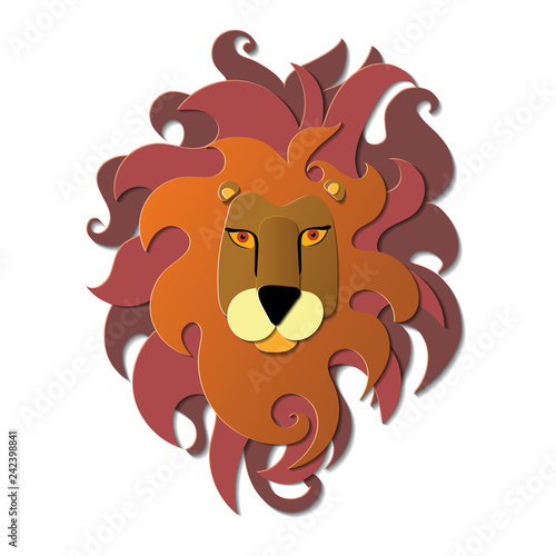 Lion paper cut isolated on white background - Vector