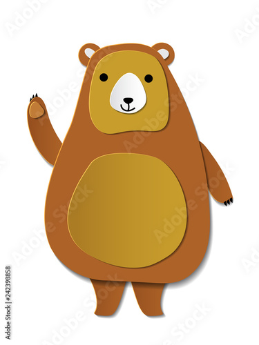 Bear paper cut isolated on white background - Vector