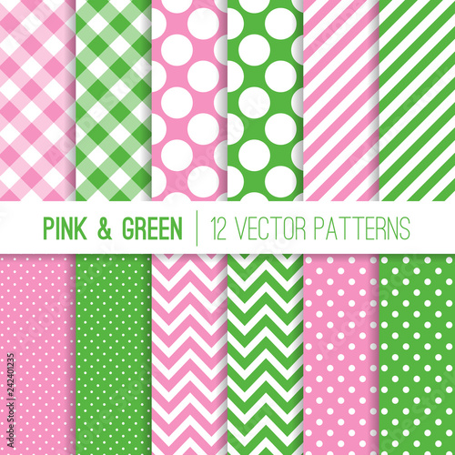 Preppy Green and Pink Gingh...