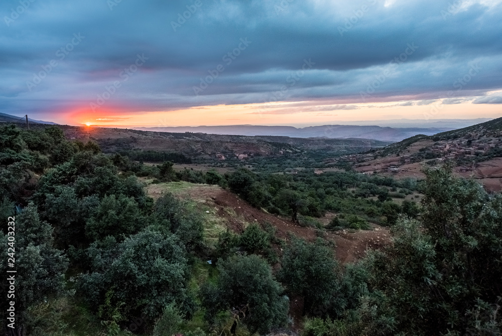 Sunset over the High Atlas mountains in Morocco