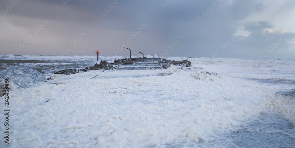 The winter storm in Torsminde in Denmark The winter storm in Torsminde in Denmark