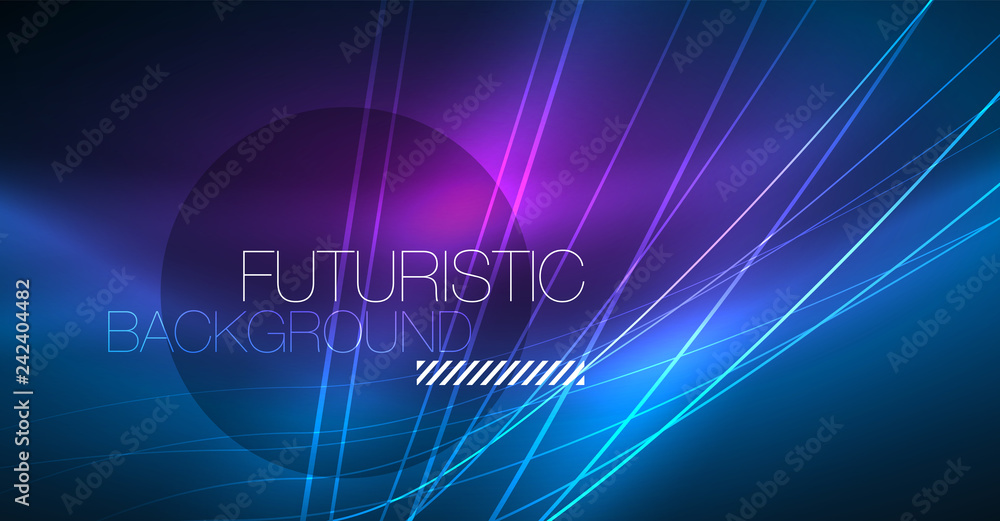 Neon glowing magic background, neon banner, night sky wallpaper. Magic light effect. Christmas abstract pattern. Neon glowing magic background, neon banner, night sky wallpaper. Magic light effect. Christmas abstract pattern.