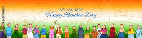 People of different religion showing Unity in Diversity on Happy Republic Day of India