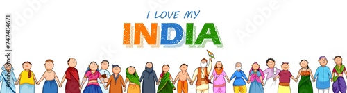 People of different religion showing Unity in Diversity on Happy Republic Day of India