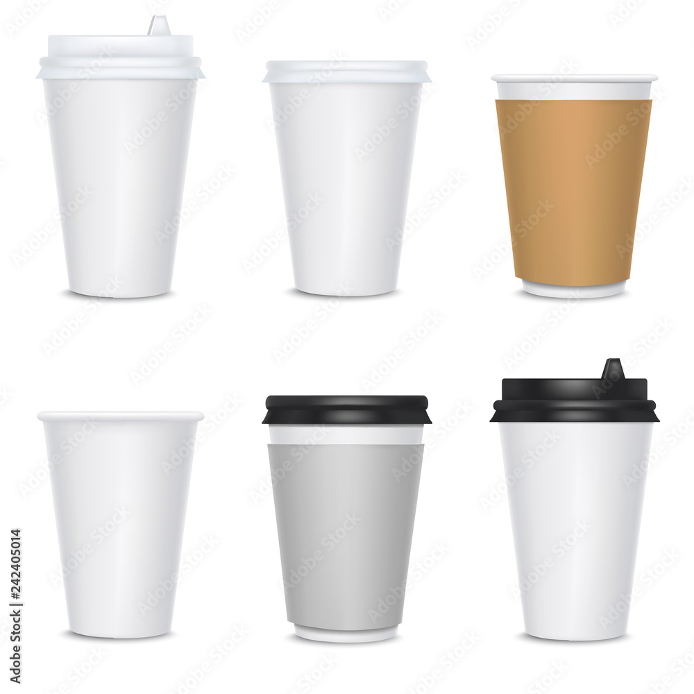 Realistic 3d Detailed Blank Paper Cups Set. Vector Realistic 3d Detailed Blank Paper Cups Set. Vector