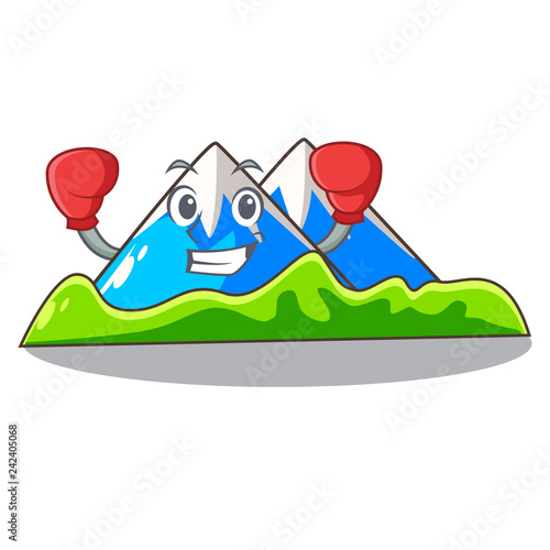 Boxing beautiful mountain in the cartoon form