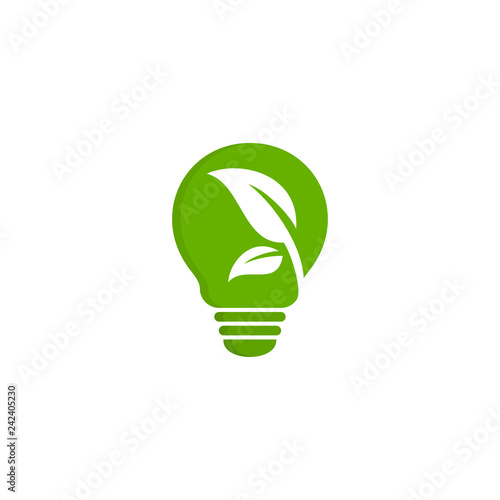 light lamp logo. green eco bulb icon design vector illustration