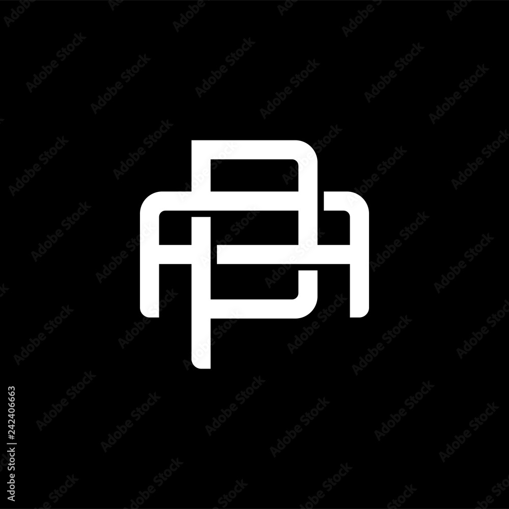 Initial letter A and P, AP, PA, overlapping interlock monogram logo, white color on black background Initial letter A and P, AP, PA, overlapping interlock monogram logo, white color on black background