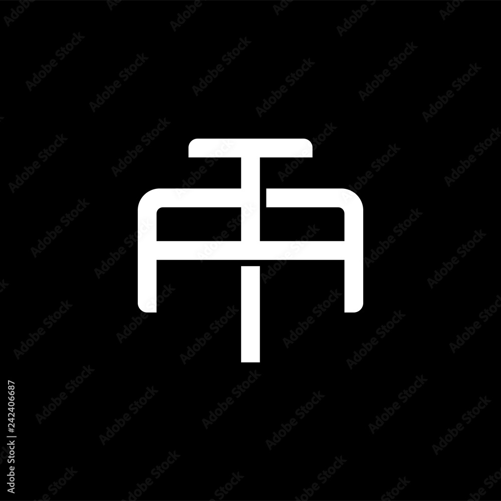 Initial letter A and T, AT, TA, overlapping interlock monogram logo, white color on black background Initial letter A and T, AT, TA, overlapping interlock monogram logo, white color on black background