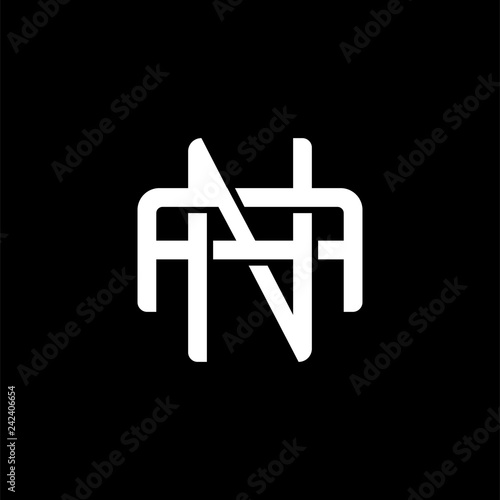 Initial letter A and N, AN, NA, overlapping interlock monogram logo, white color on black background