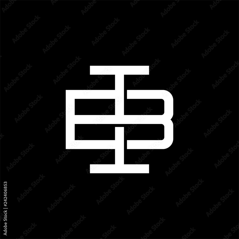 Initial letter B and I, BI, IB, overlapping interlock monogram logo, white color on black background Initial letter B and I, BI, IB, overlapping interlock monogram logo, white color on black background