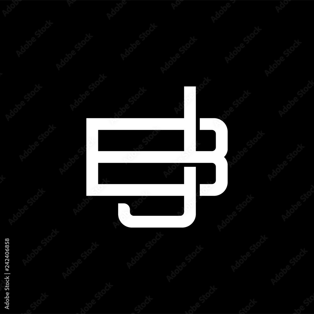 Initial letter B and J, BJ, JB, overlapping interlock monogram logo, white color on black background Initial letter B and J, BJ, JB, overlapping interlock monogram logo, white color on black background