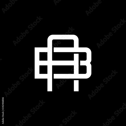 Initial letter B and A, AB, BA, overlapping interlock monogram logo, white color on black background